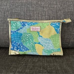 Lilly Pulitzer Estee Lauder 100% Polyester Sea/Coral Pattern Cosmetic Makeup Bag